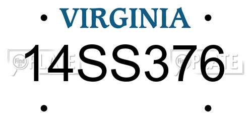 14SS376 Virginia License Plate