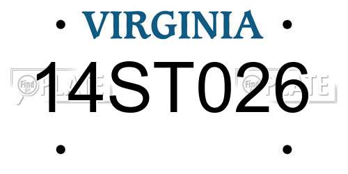 14ST026 Virginia License Plate