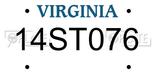 14ST076 Virginia License Plate