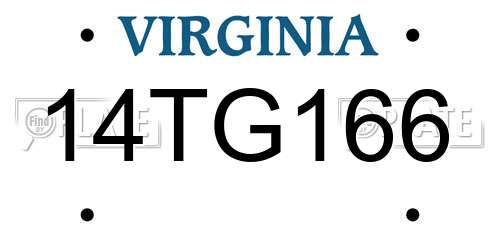14TG166 Virginia License Plate