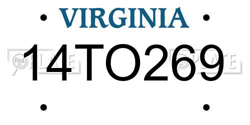 14TO269 Virginia License Plate