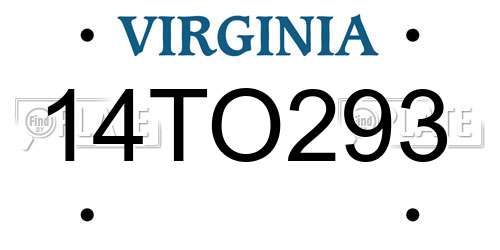 14TO293 Virginia License Plate