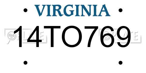 14TO769 Virginia License Plate