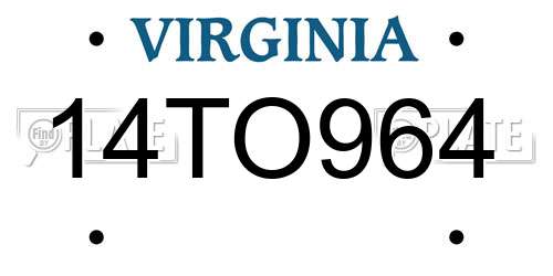 14TO964 Virginia License Plate