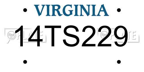 14TS229 Virginia License Plate