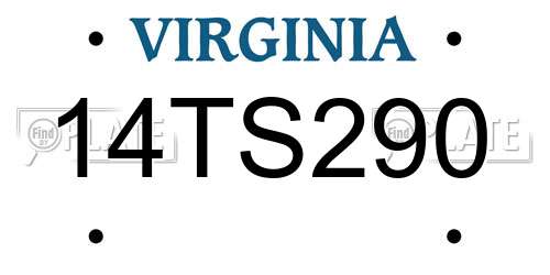 14TS290 Virginia License Plate