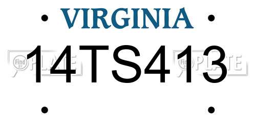 14TS413 Virginia License Plate