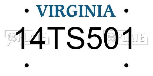 14TS501 Virginia License Plate