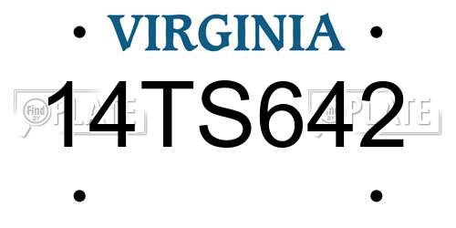 14TS642 Virginia License Plate