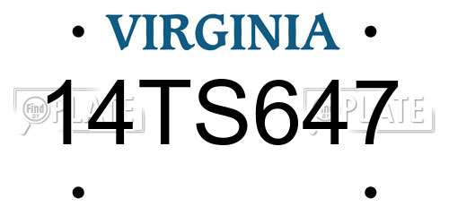 14TS647 Virginia License Plate