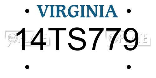 14TS779 Virginia License Plate