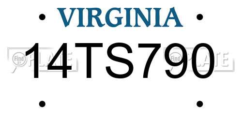 14TS790 Virginia License Plate