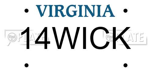 14WICK Virginia License Plate