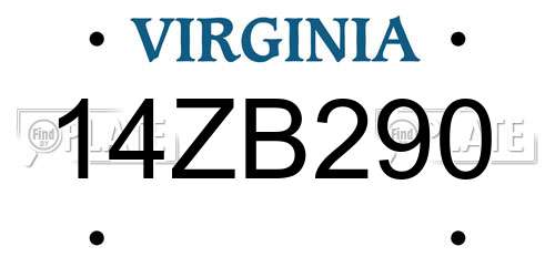 14ZB290 Virginia License Plate