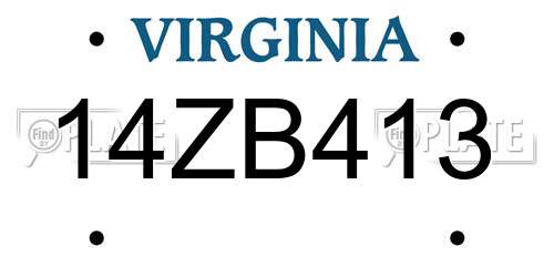 14ZB413 Virginia License Plate