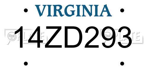 14ZD293 Virginia License Plate