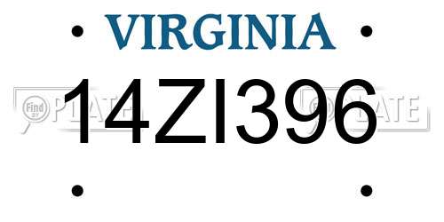 14ZI396 Virginia License Plate