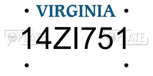 14ZI751 Virginia License Plate