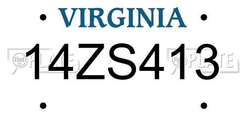 14ZS413 Virginia License Plate