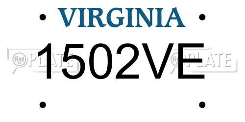 1502VE Virginia License Plate