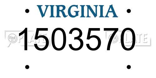 1503570 Virginia License Plate
