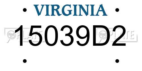 15039D2 Virginia License Plate