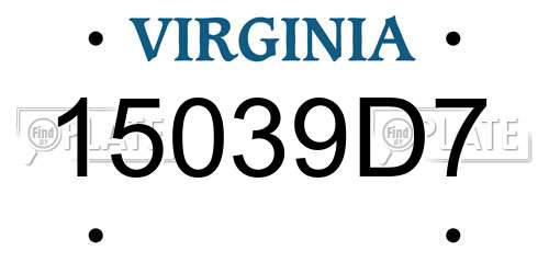 15039D7 Virginia License Plate