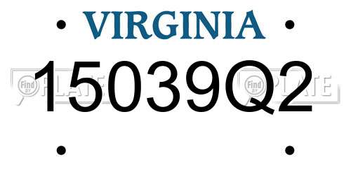 15039Q2 Virginia License Plate