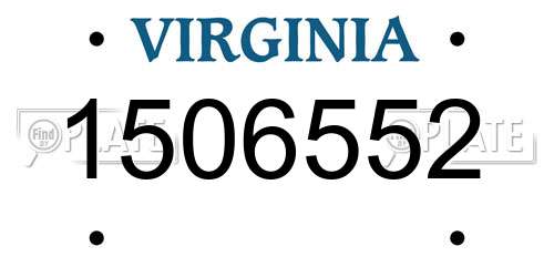 1506552 Virginia License Plate