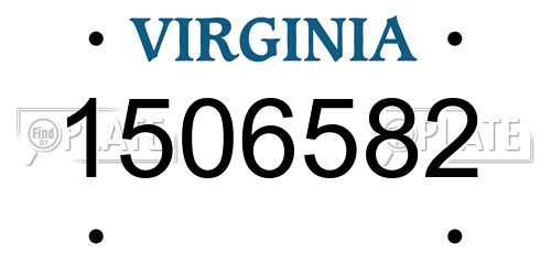 1506582 Virginia License Plate