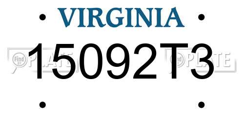 15092T3 Virginia License Plate