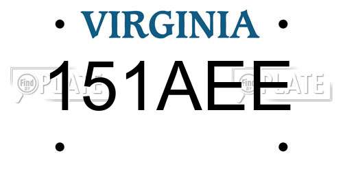 151AEE Virginia License Plate