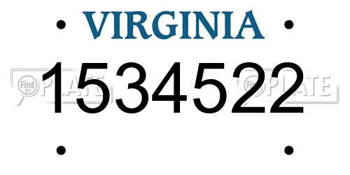 1534522 Virginia License Plate