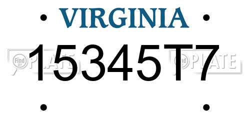 15345T7 Virginia License Plate