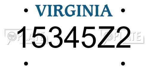 15345Z2 Virginia License Plate