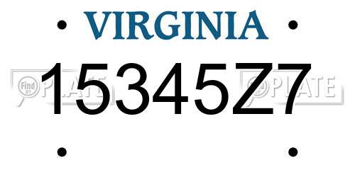 15345Z7 Virginia License Plate