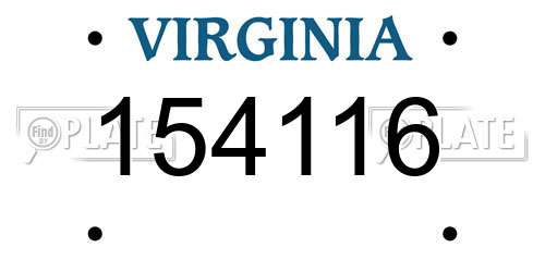 154116 Virginia License Plate