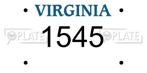 1545 Virginia License Plate