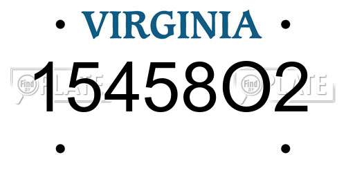 15458O2 Virginia License Plate