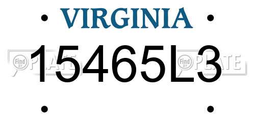 15465L3 Virginia License Plate