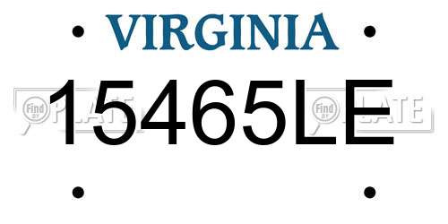 15465LE Virginia License Plate