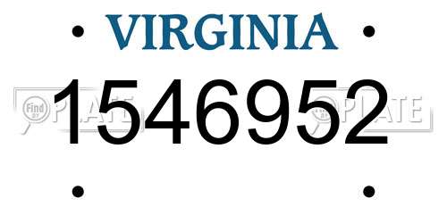 1546952 Virginia License Plate