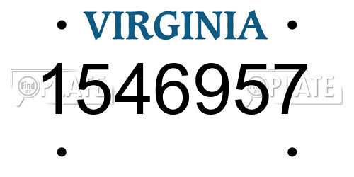 1546957 Virginia License Plate