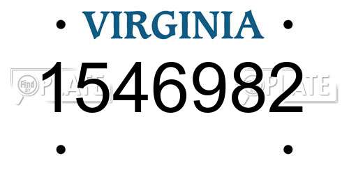 1546982 Virginia License Plate