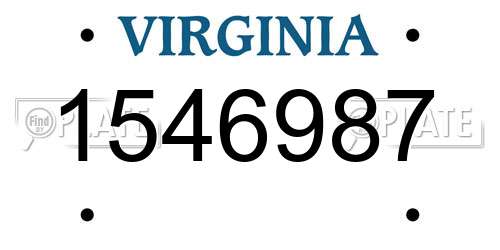 1546987 Virginia License Plate