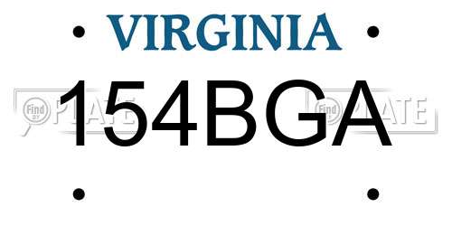 154BGA Virginia License Plate