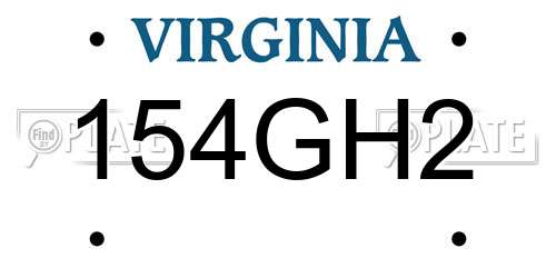 154GH2 Virginia License Plate
