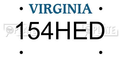 154HED Virginia License Plate