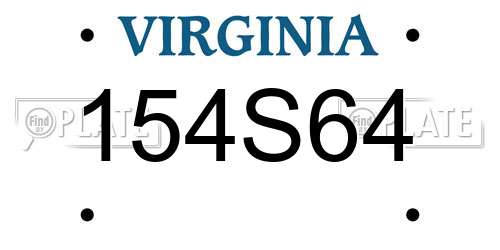 154S64 Virginia License Plate