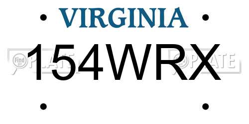 154WRX Virginia License Plate
